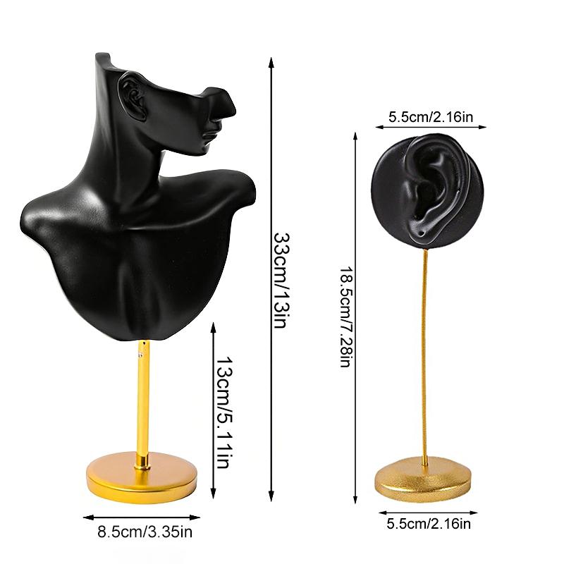 3pcs/set Human Ear Model Jewelry Storage Ear Shape Jewelry Rack White Resin Mannequin Stand Black 3 styles