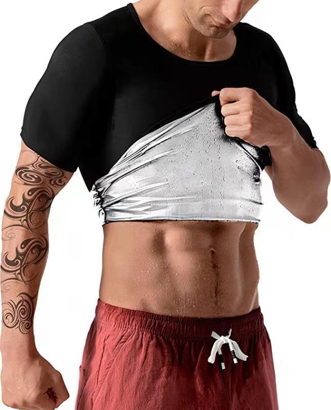 Men's European & American Style Sweat-Inducing Body Shaper Tummy Control Corset Short Sleeve Sports Top