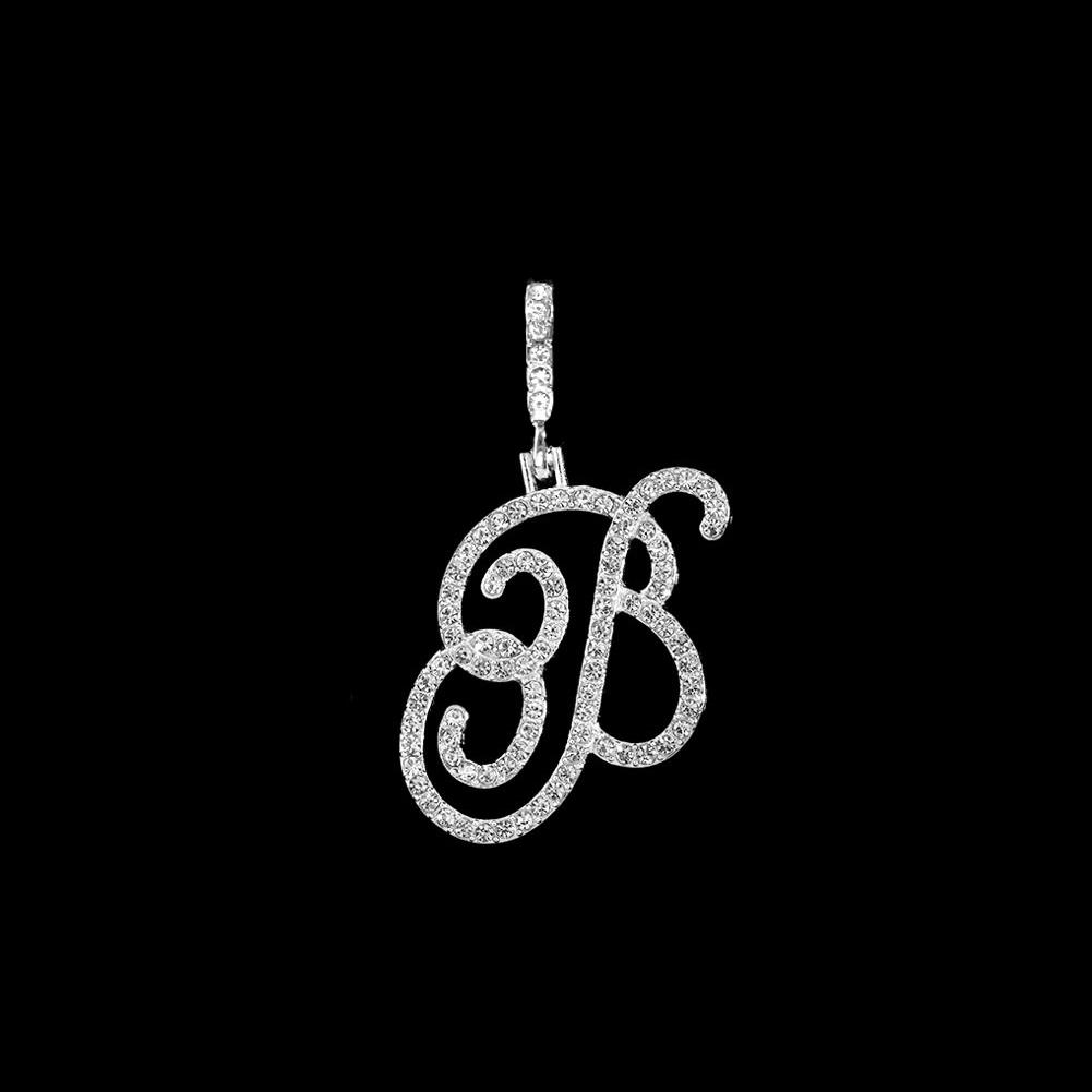 Collana Pendente Lettera Iniziale Z in Corsivo con Zirconi alla Moda per Donna Collana con Cordino Alfabeto in Cristallo Lucido Gioielli Hip Hop