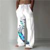 Men's 3D Feather Pattern Printed Baggy Casual Trousers,  Elastic Drawstring Waist with Pockets, for Spring Summer Home Outdoor Vacation