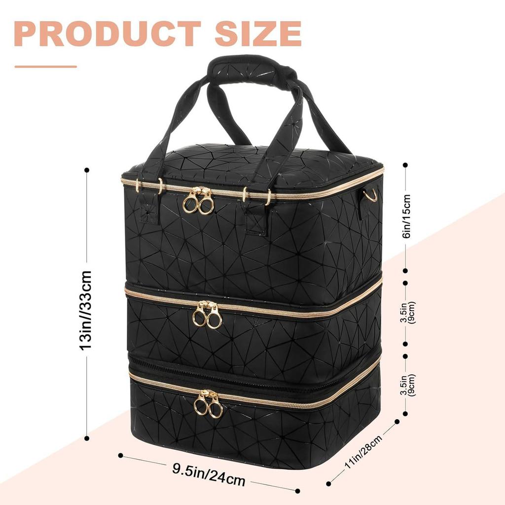 Three-Layer Detachable Nail Polish Storage Bag - Holds 84 Bottles