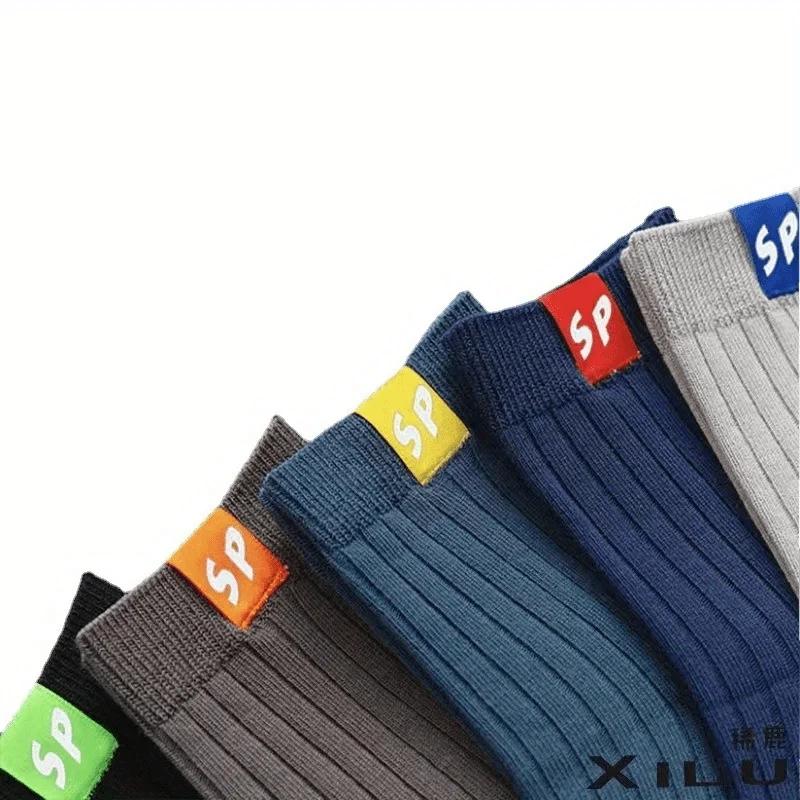 Men's Business Casual Mid-Crew Socks Breathable Anti-Odor Moisture-Wicking Spring Summer Socks for Office and Outdoor Work Use