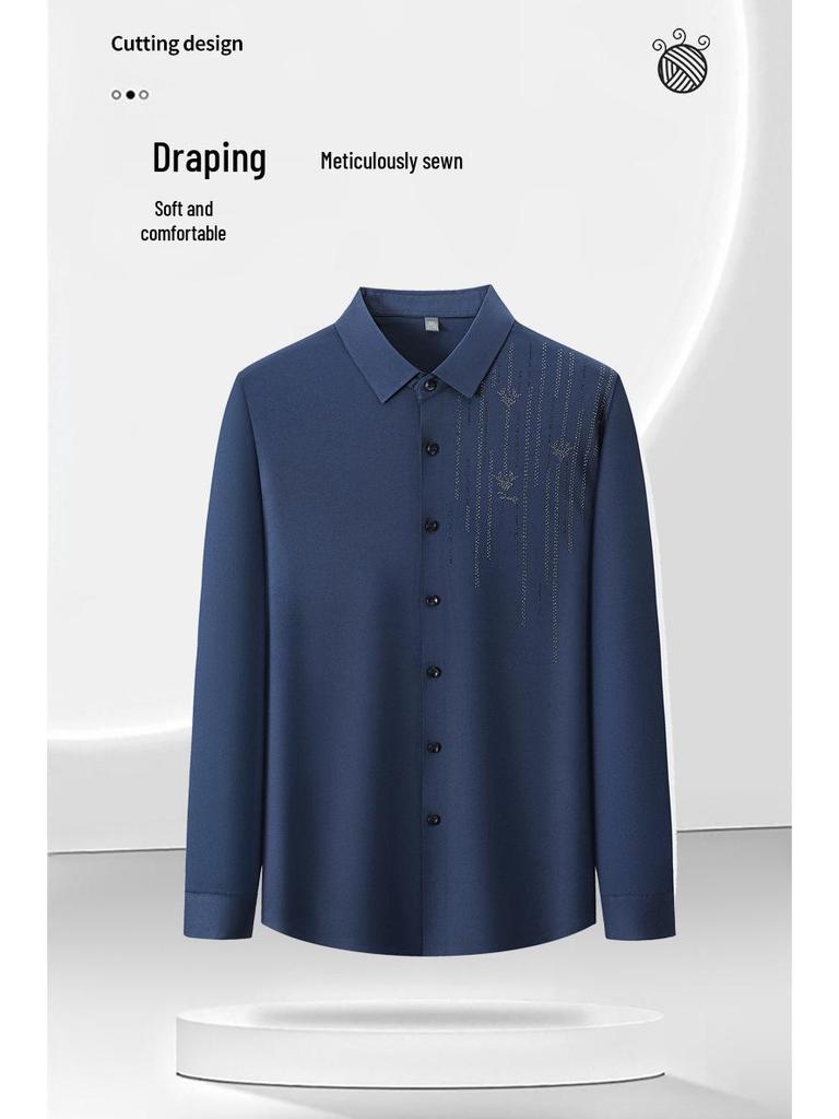 Herren Nahtloses Langarm Bügelfreies Luxe Stretch Businesshemd