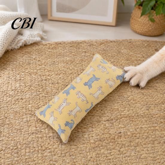 Chew And Scratch Cat Toy Cuddle Pillow Toy, Catnip with Silver Vine, Crinkle Kitten Kicker Soft Cute Print Snuggle for Indoor Cats Biting Kicking