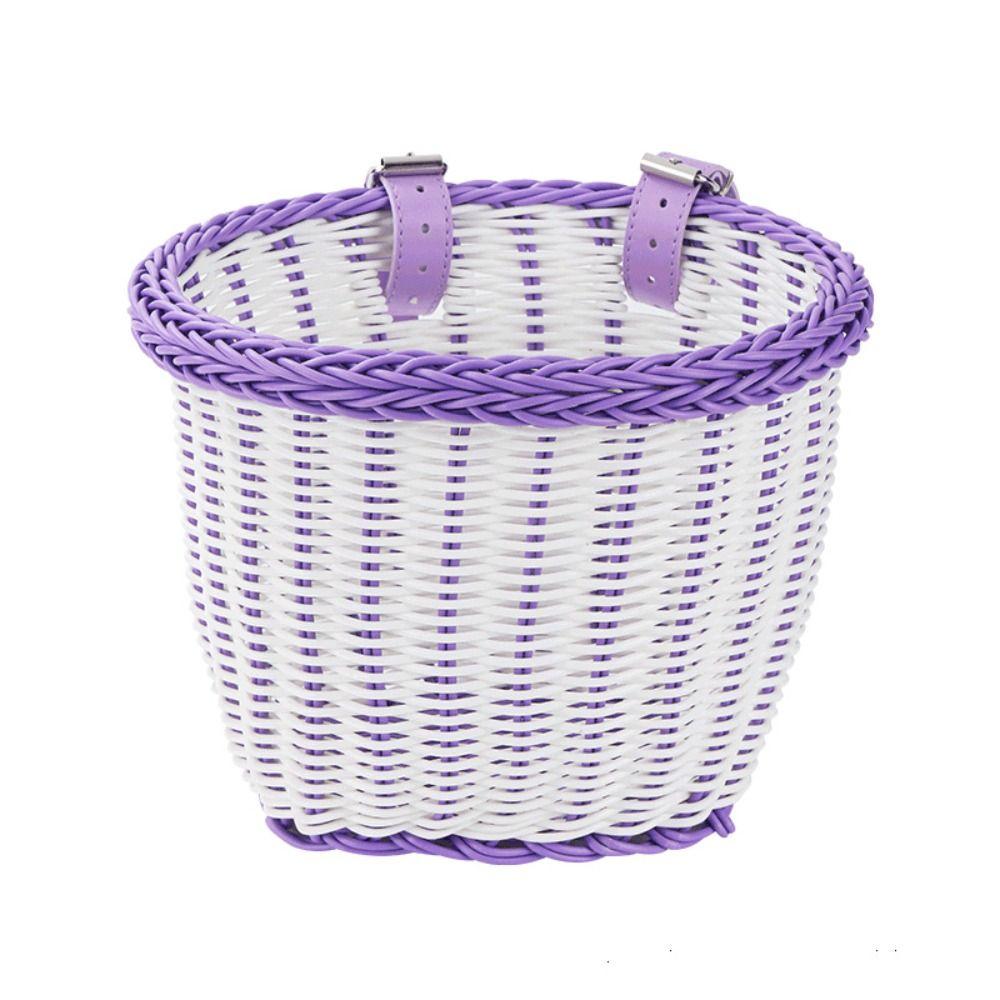 Handwoven Front Handlebar Basket Adjustable Leather Straps Cycling Handlebar Basket  Cycling