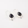 Genuine Black Tourmaline Gemstone 925 Sterling Silver Handmade Dangle Earrings EE-163-31