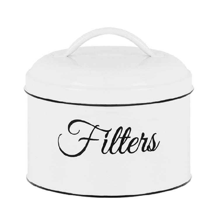 

Space Efficient Coffee Filter Dispenser Iron Storage Container For Compact Kitchens Cafes Moisture Resistant Design білий