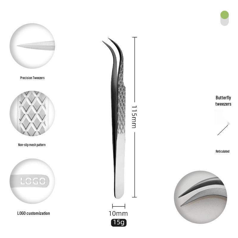 Golden Feather Stainless Steel Eyelash Tweezers for Grafting and Extensions