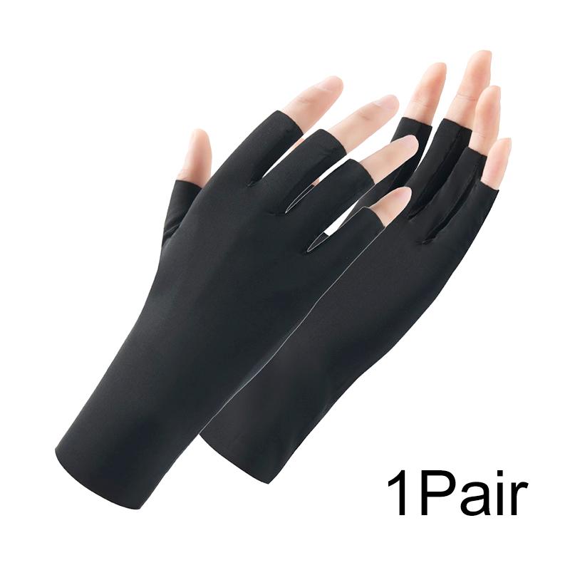 1Pair Thin Style Sports Style Sunscreen Outdoor Cycling Solid Color Fashionable Commuting Viscose Filament Finger Splitting