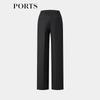 PORTS Women's Black Textured Wool Blend Straight-Leg Pants