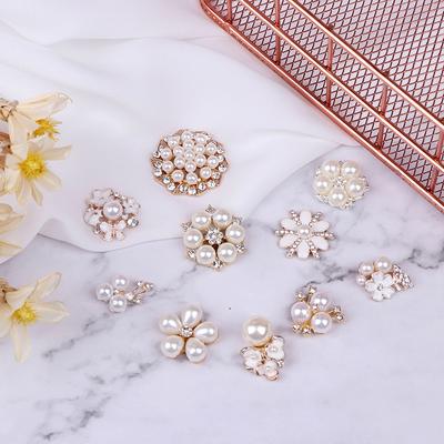 10Pcs Pearl  Embellishments Buttons Flatback Decorative For Handicraft