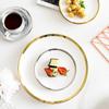Ceramic Plate Round White Phnom Penh Silver 6/8/10Inch Edge Nordic El Bone Porcelain Western Snack Dish Home Kitchen Supplies