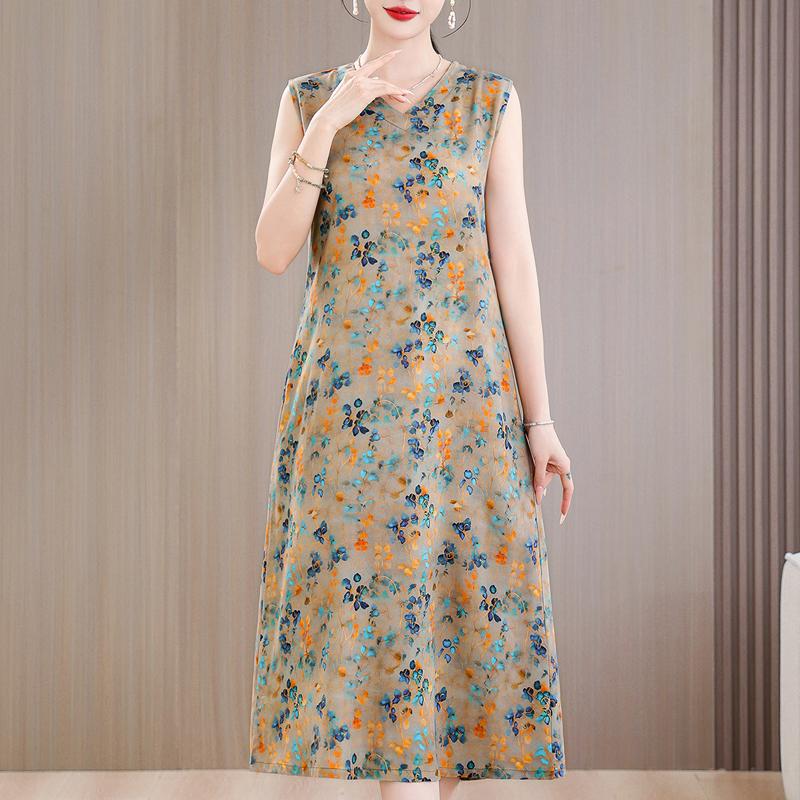 

Women s Summer Floral Print Sleeveless Midi Dress, Plus Size Loose Casual Sundress (XL-5XL) 5XL