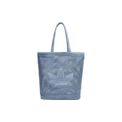 Oryginalny Trefoil Dzianinowe Logo Pusty Wzór Torba Tote z Poliestru Recyklingowanego Damska Torba Tote Niebieska KW2006