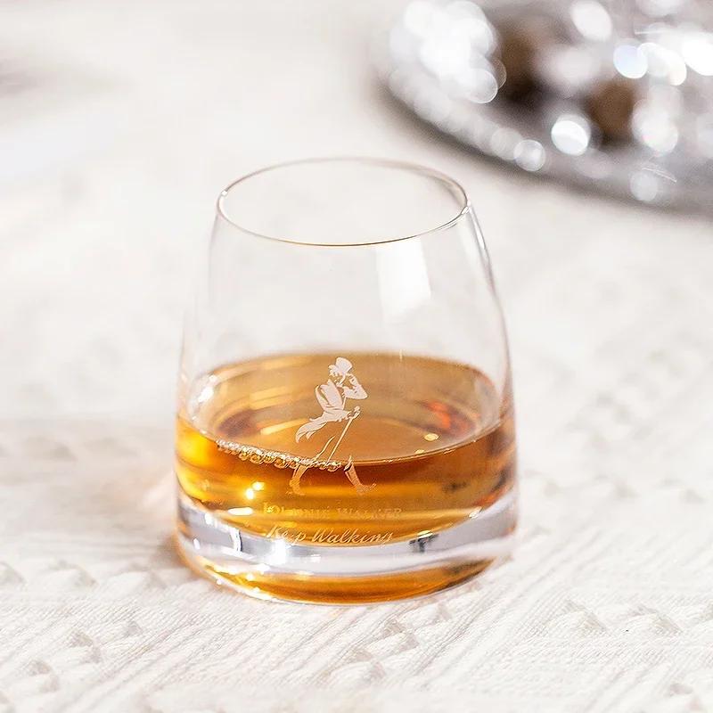 Set Whiskey Johnnie Walker Pahare de 2, Pahare Whiskey 10 OZ, Pahare Rocks pentru Scotch, Lichior Vodcă, Bourbon, Cadouri Whiskey