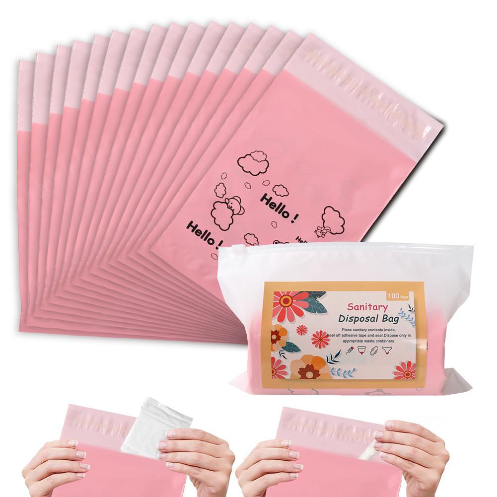 Disposable Sanitary Pad Trash Bag With Support For Pink Home Use