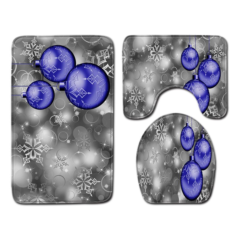 Christmas Bathroom Floor Mat Toilet Three-Piece Set