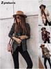 Autumn Winter Long Sleeve Double Button Lapel Printed Coat for Women
