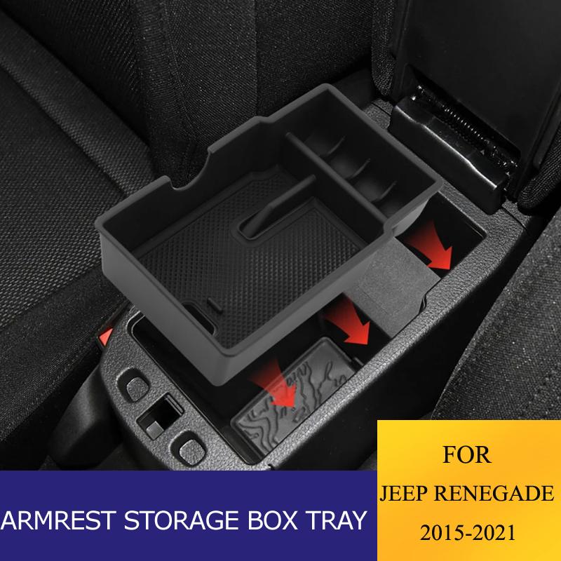 Car Center Armrest Storage Box for Jeep Renegade 2015 - 2026 Center Console Organizer Insert Tray Accessories