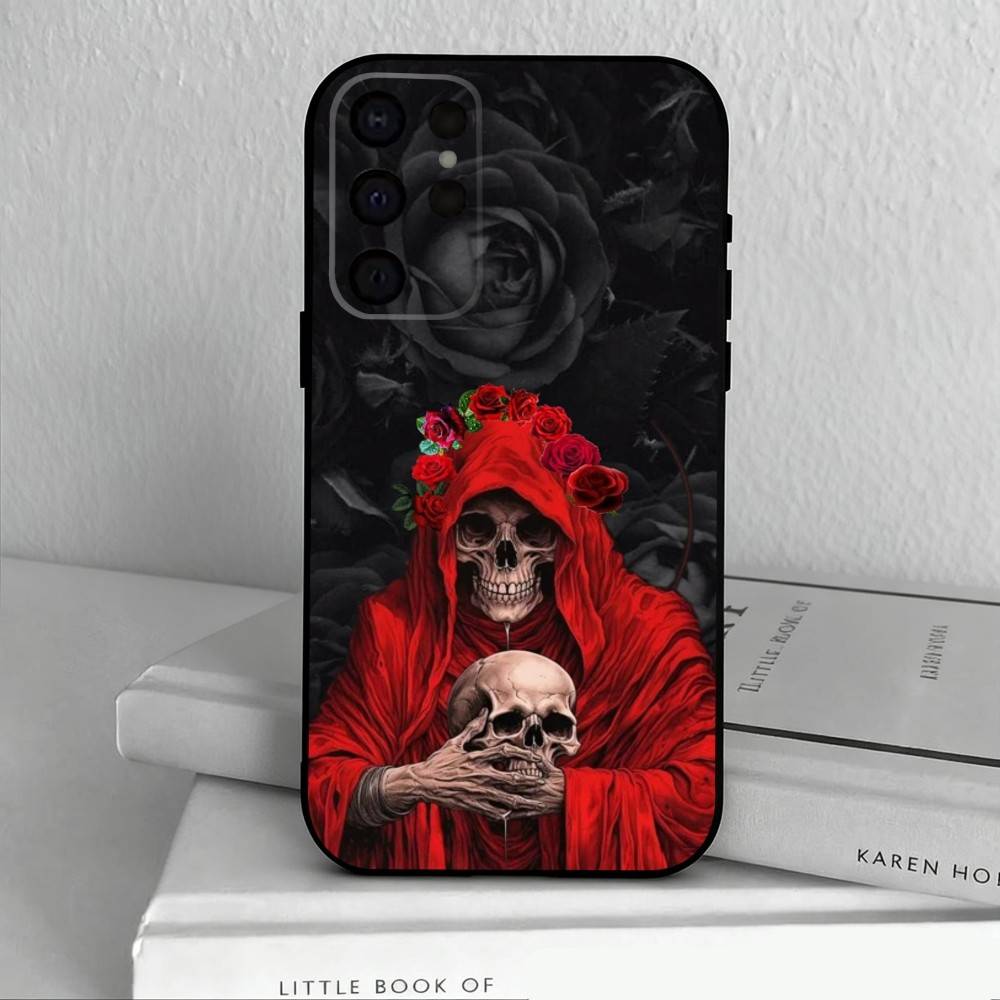 Santa M-Muerte P-print-T Phone Case For Samsung S25,24,23,22,30,21,10,9,Ultra,Plus,Lite,FE,4,5 G Soft Black Case