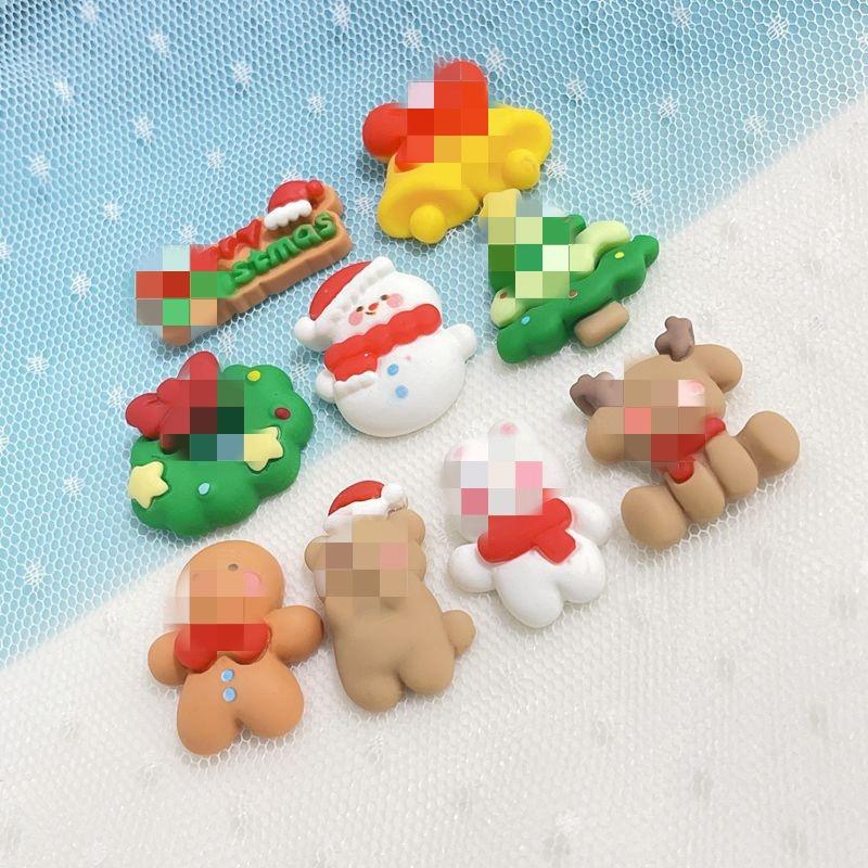 Creamy Adhesive Diy Christmas Snowman Wreath Resin Accessories For Phone Cases And Hair Accessories