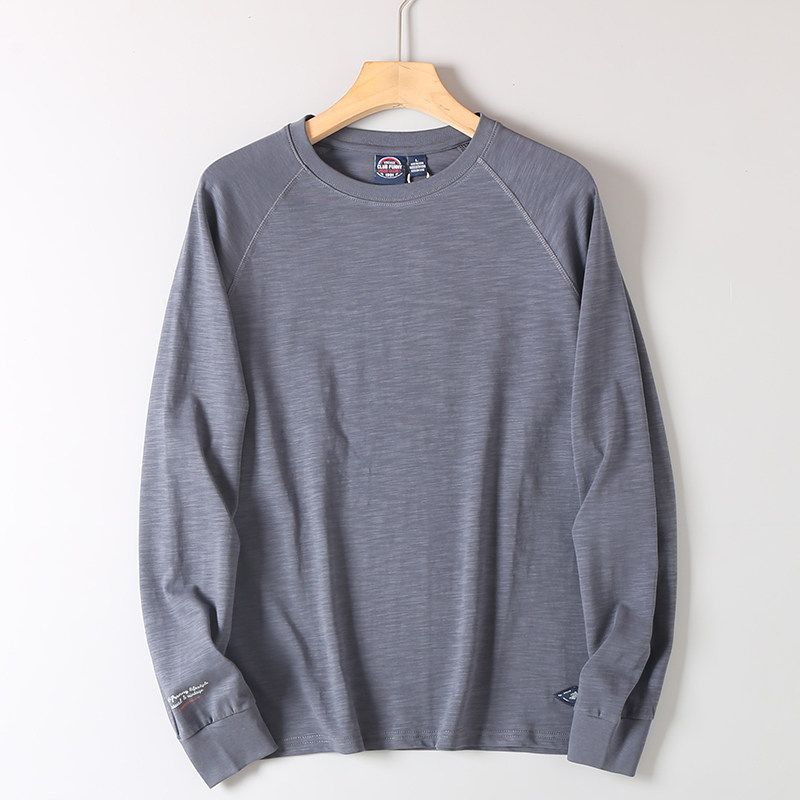Cotton Raglan Sleeve T-shirt Foreign Trade Men's Clothing Factory Tail Goods Autumn and Winter Casual round Neck Long sleeve Bottoming Shirt