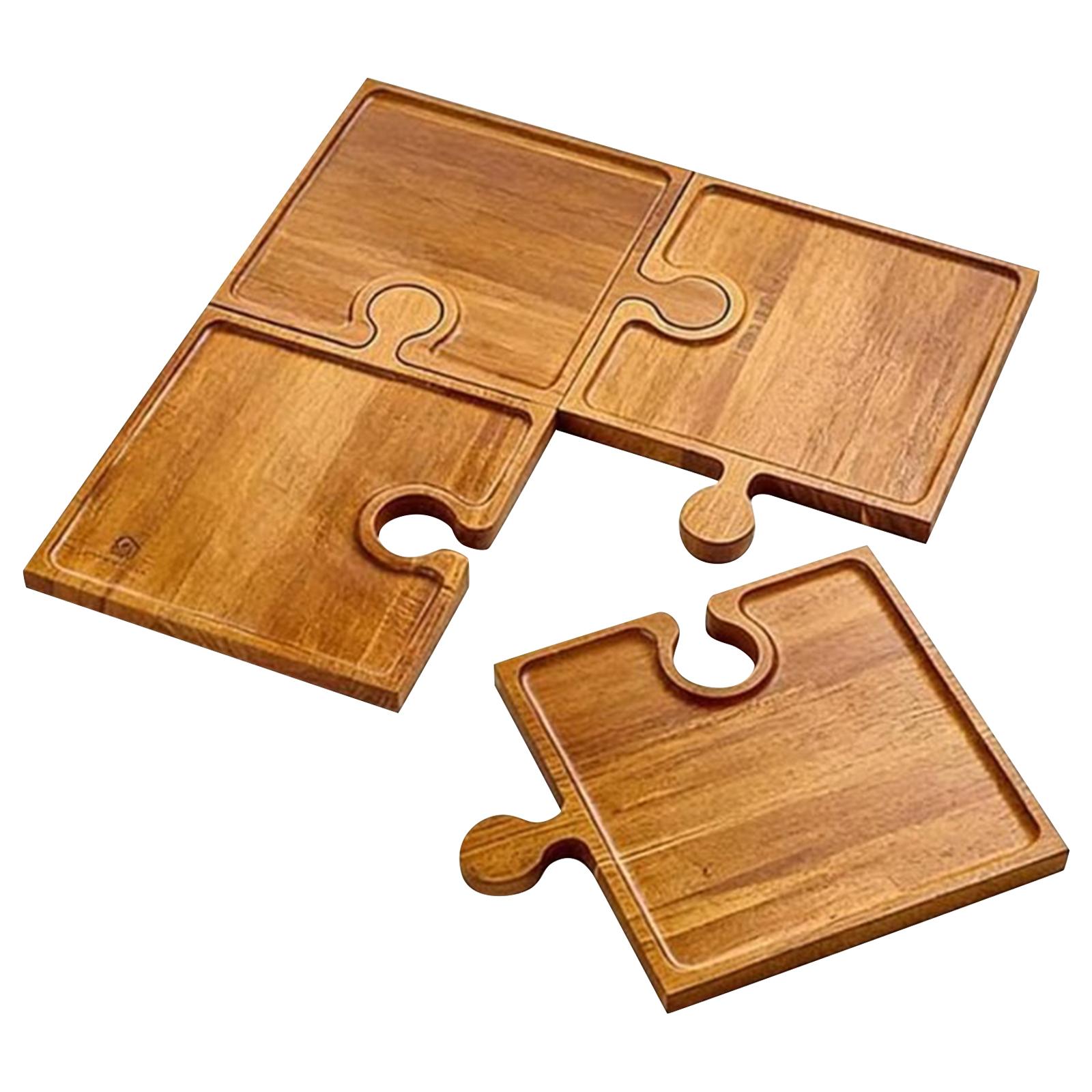 

Puzzle Charcuterie Board Set Of 4 – Puzzle Piece Charcuterie Boards With Storage Box, Wood Puzzle Cutting Board With Handle, Cheese One Size