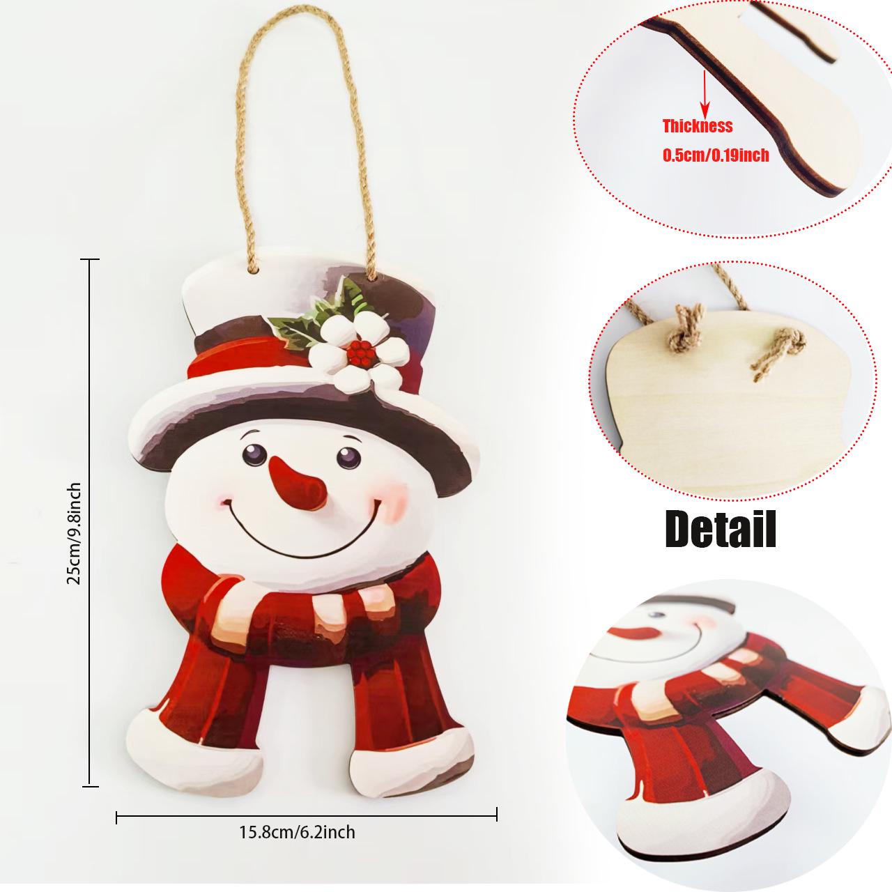Cross-Border Retro Santa Snowman Door Hanger - Wooden Christmas Decorations