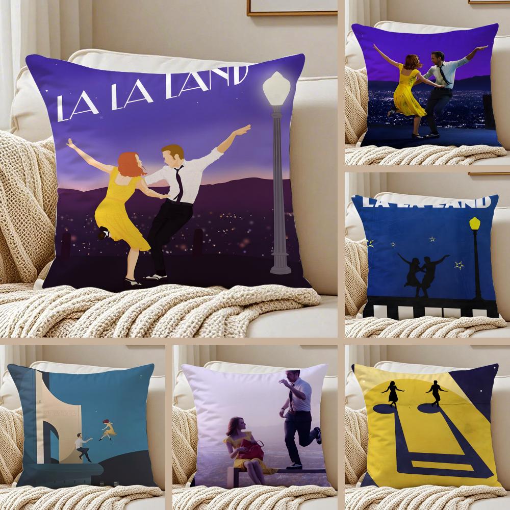 Romantic American Movie LLa La Land Cushion Cover Pillowcase Antidustmite Invisible Zipper Short Plush Sofa Cushion