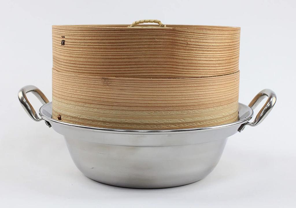 Manyo Made In Japan IH Compatible Stainless Steel Pot 30cm Set EX00412A Silver Color (Pot)/Natural (Seiro)