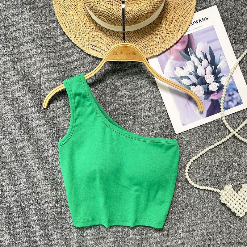 Summer Vest for Women Outwear 2024 New Arrival Sexy Short Sleeveless with Chest Pad Tops Sexy Scheming off-the-Shoulder Sling