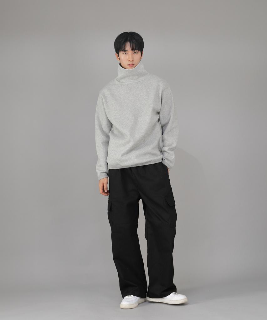 Seinteukeulu Warm-Up Loose Fit Brushed Turtleneck Plain Sweatshirt Wlp-839 Gray