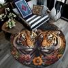 Tiger Artwork Round Area Rug,Carpet Rug for Living Room Bedroom Sofa Playroom Decor,Non-slip Floor Mat