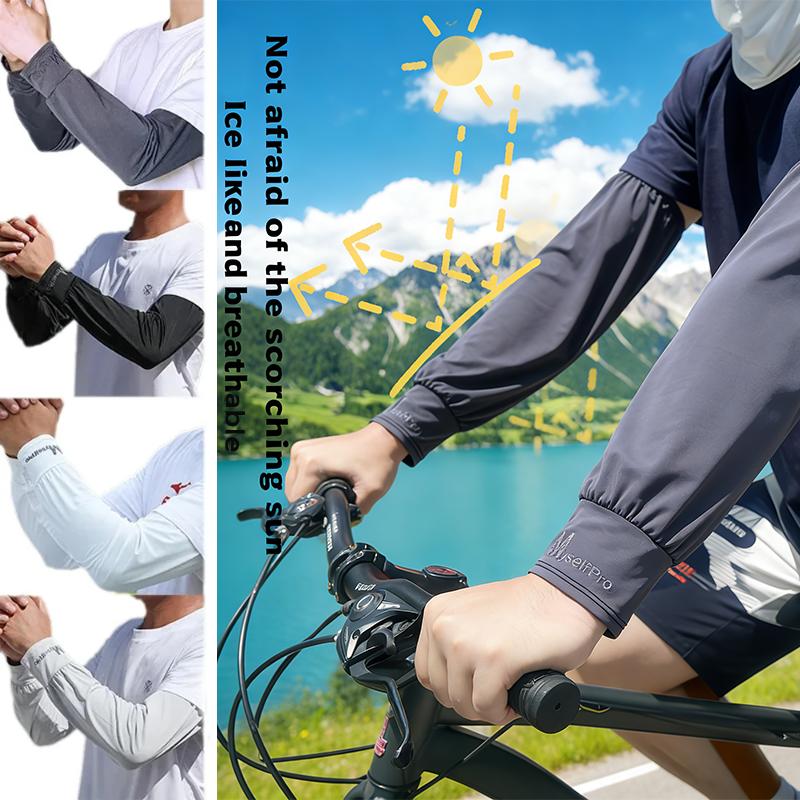 Manguitos de refrigeración transpirables con protección solar, manguitos de seda de hielo, verano, deportes al aire libre, conducción, ciclismo, para hombre, brazo suelto