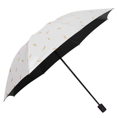 Feder-Muster Manuell faltbarer Regenschirm mit UV-Schutz