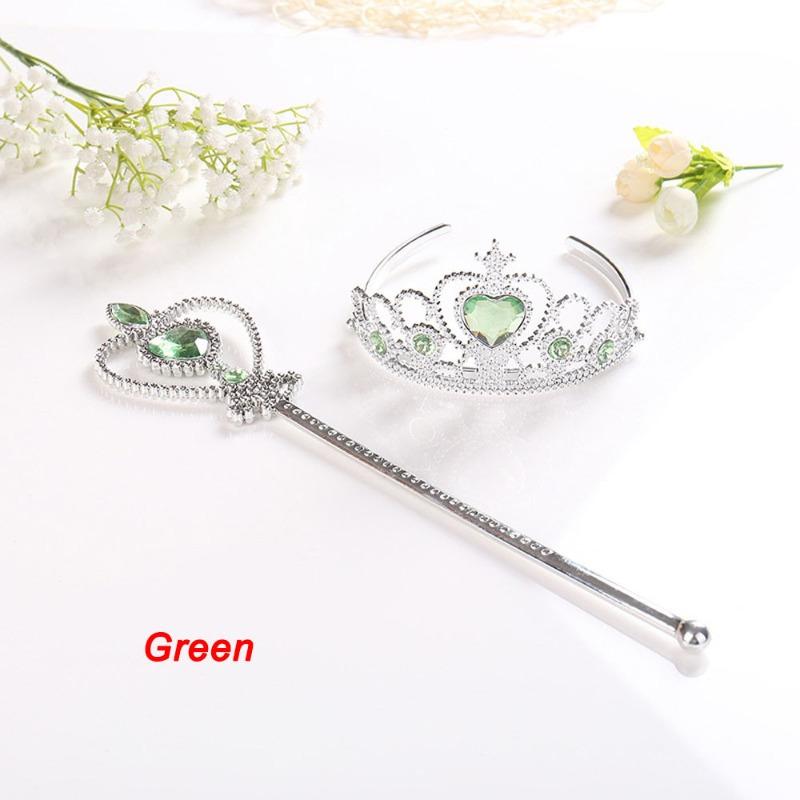 2Pcs Sweet Princess Tiara Crown Headband for Girls, Rapunzel Elsa Cosplay Hair Jewelry with Magic Tights Party Gift Accessories