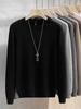 Men's Round Neck Sweater Autumn and Winter Large Size Loose Knitted Sweater Solid Color Inner Long-sleeved Bottoming Shirt Keep Warm Top