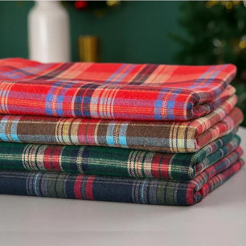 Ins Nordic Christmas Red and White Plaid Tablecloth Cotton and Linen Round Party Decoration Hotel Restaurant Placemat Reusable