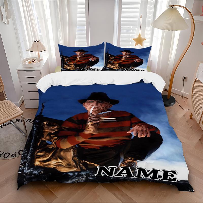 Custom Textile Nightmare Horror Bedding 3 Piece Set HD Print Duvet Cover Pillowcases for Teens Adult Bedroom Decoration