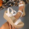 Fashion Plus Size Fashion Chunky Platform Sandals Women Thick Sole Wedge Sandals Woman Summer 2025 Ankle Strap High Heel Sandalias Mujer