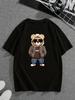 Men's Kids Streetwear-Inspired Cartoon Bear T-Shirt Versatile Crew Neck -Ready Short Sleeves Tr