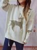 New Autumn/winter Christmas Sweater Women's Ribbon Gold Thread Jacquard Deer Round Neck Thick Knit Pullover