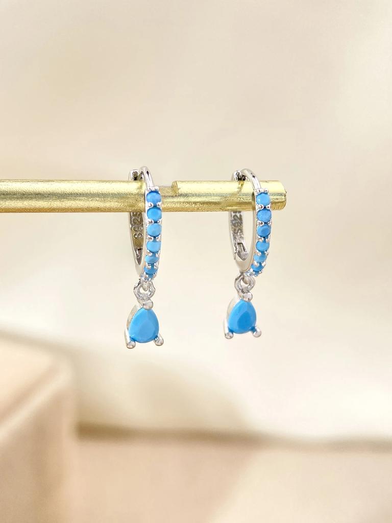 Copper Colorful Zircon Simple Fashion Water Drop Hoop Earring For Women Dating Partyt High Quality Fine Jewelry
