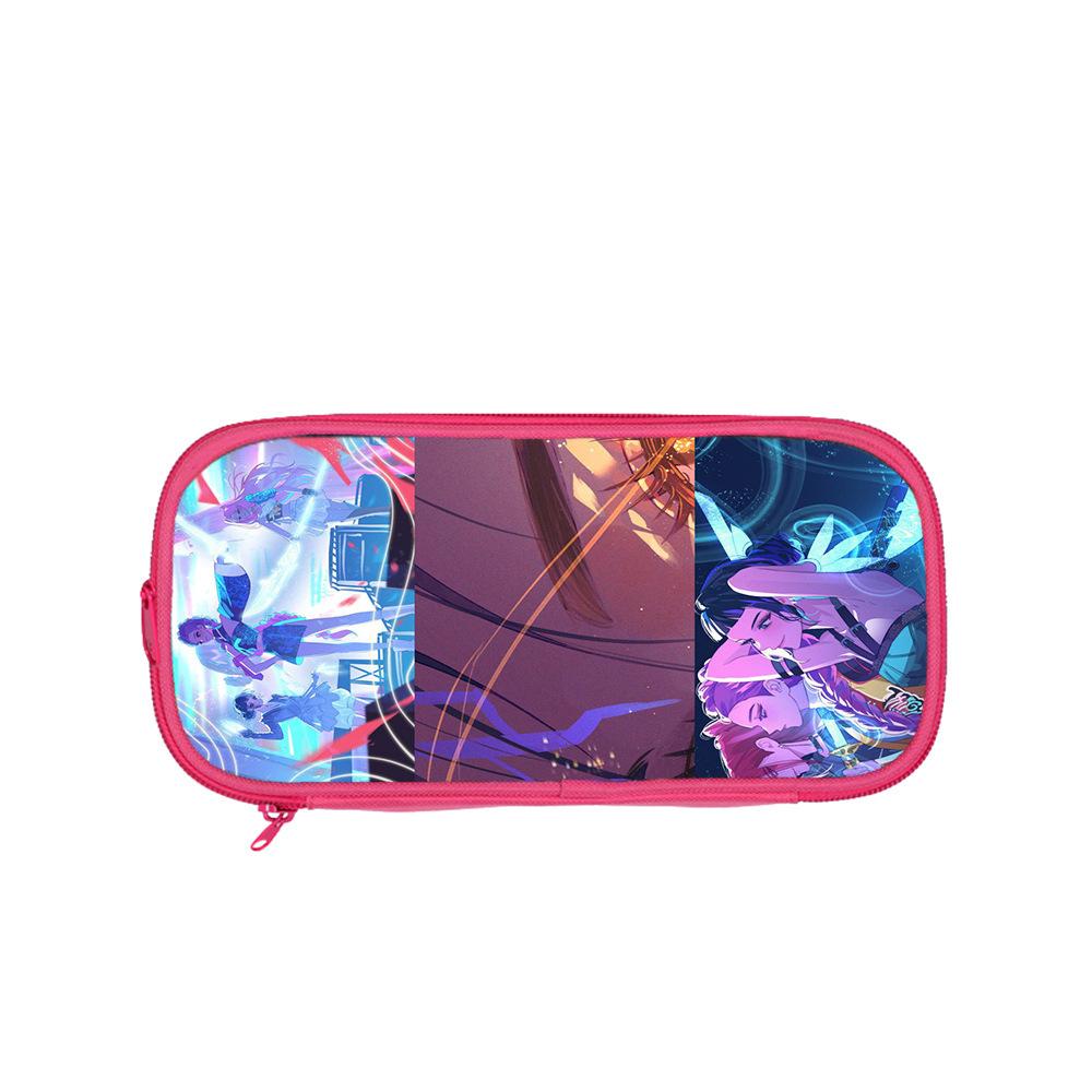 Huntrix Kpop student pink double-layer pencil bag Kpop witch hunting girl group student storage stationery bag pencil bag