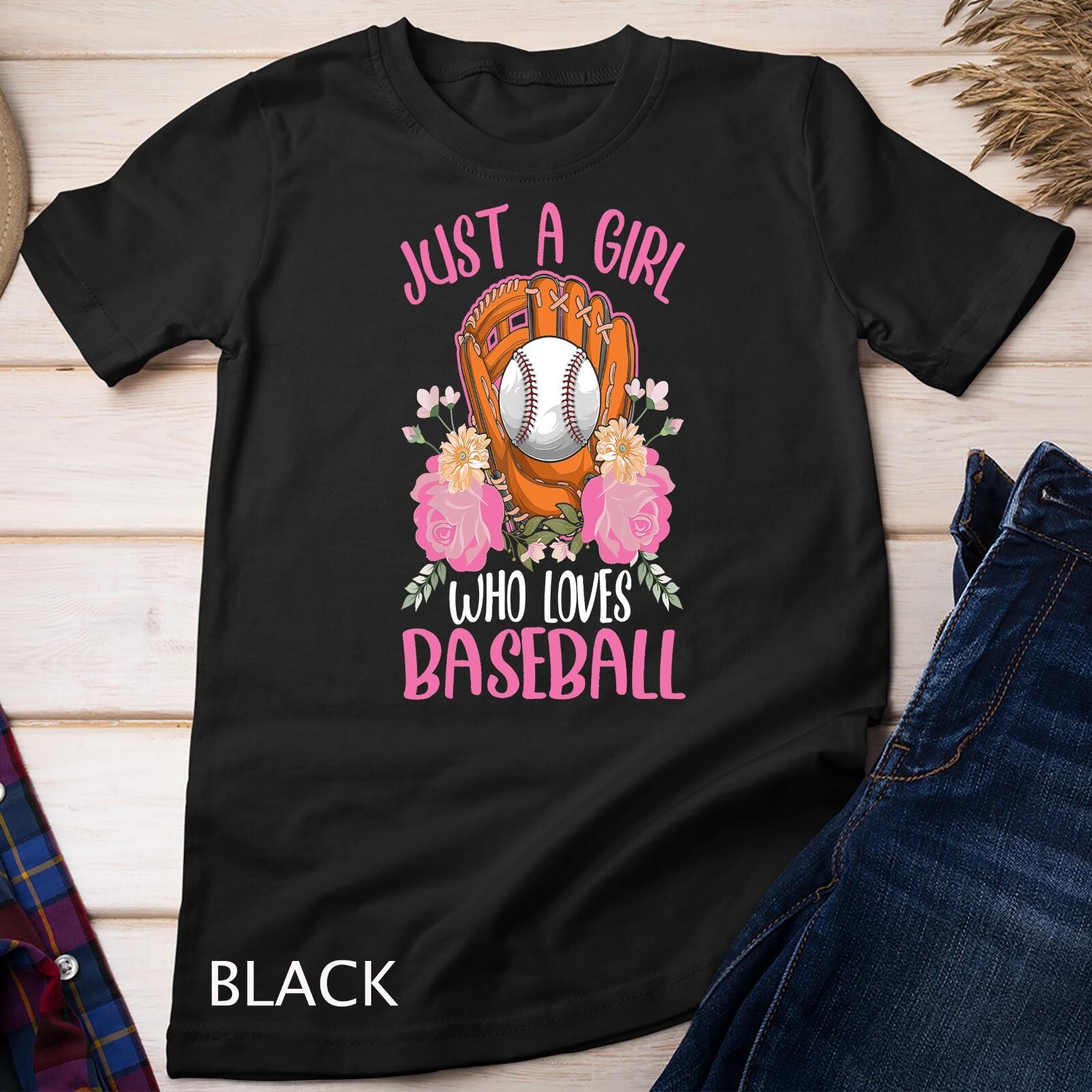 Girl Baseball Lover Flowers Women Baseball T-Shirt Mens Womens Tees Top Unisex T-Shirt Mens Womens Tees Top M