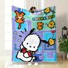 Cartoon Dog with Bright Background, Playful Animals, and "Pochacco" Text. for All Seasons Blanket Lunch Break Throw Gift