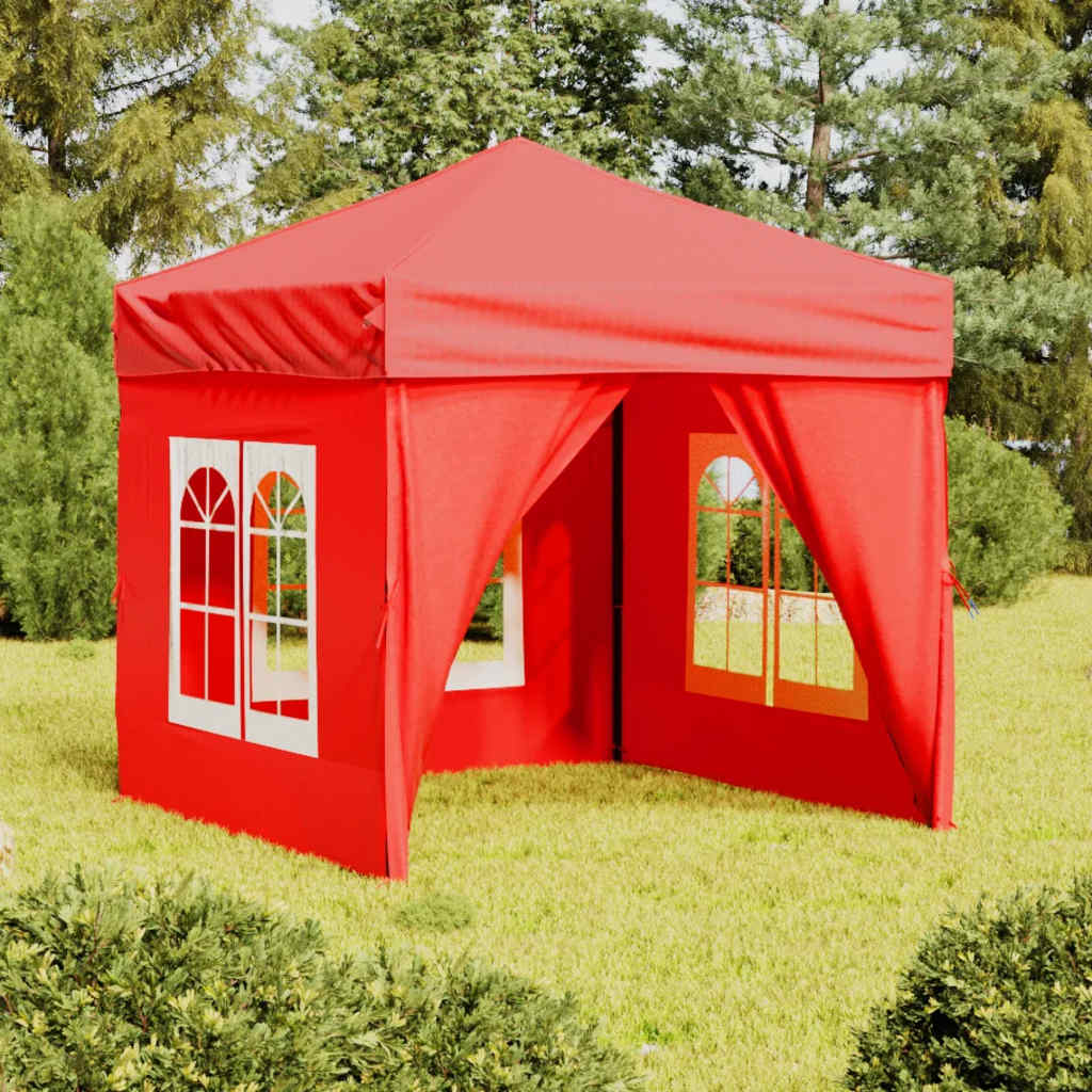Foldable Party Tent with Side Walls Red 2x2 m
