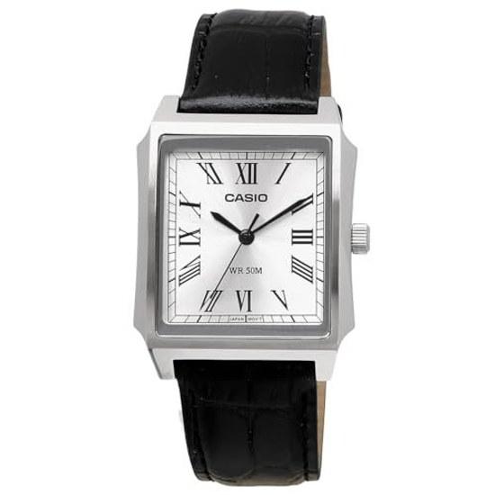 CASIO Standard Analog Mens Watch MTP-B190L-7BV Silver Black Leather Band Overseas Model