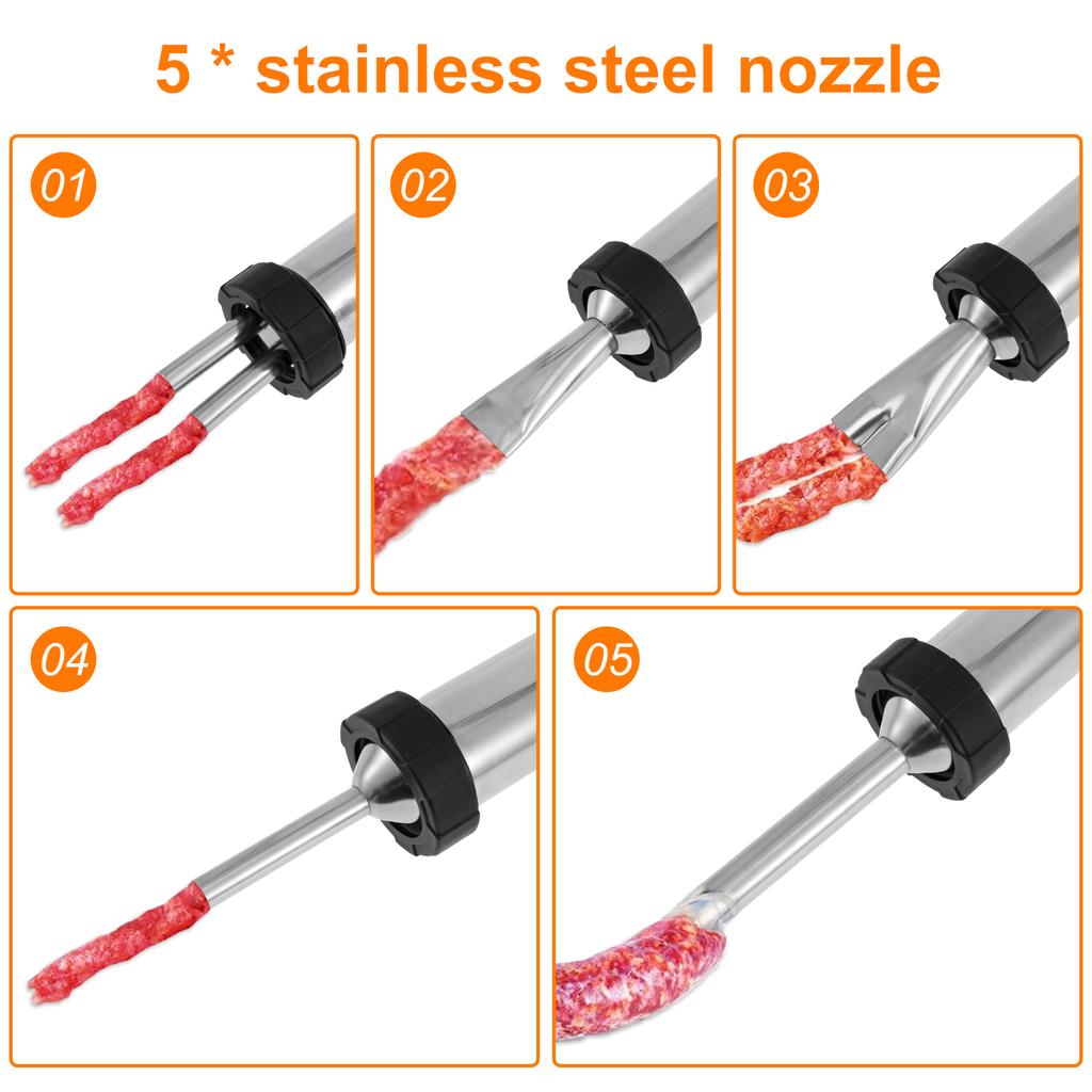 1Set Manual Sausage Stuffer Kit Stainless Steel Jerky Maker Kit  Easy Cleaning Homemade Sausage Machine for Home Kitchen Gadgets