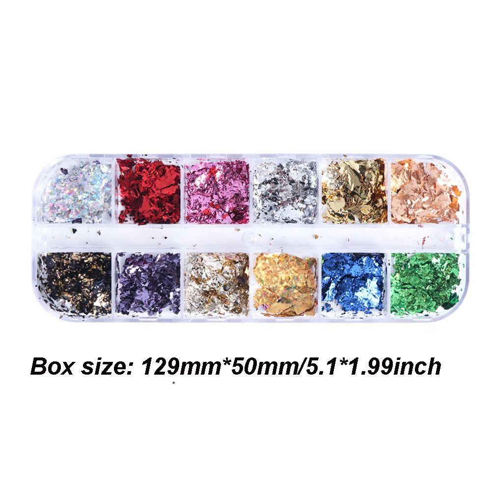Aluminum Foil Nail Glitter Foils Holographic Sparkly Nail Sequins Ultra-Thin 3D Nail Charms Decorations for Women Girls